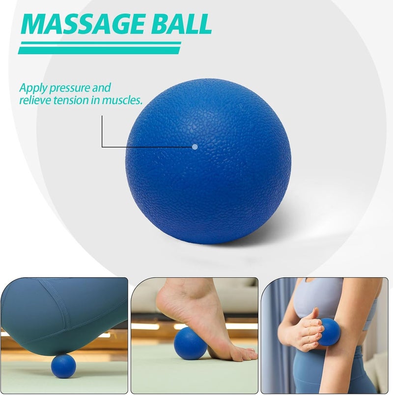 Krightlink 5-in-1 Foam Roller Set, Massage Roller Stick, Massage Ball, Resistance Band for Deep Muscle Massage, Trigger Point Release, Pilates, Yoga (Blue-Wave) - Image 4